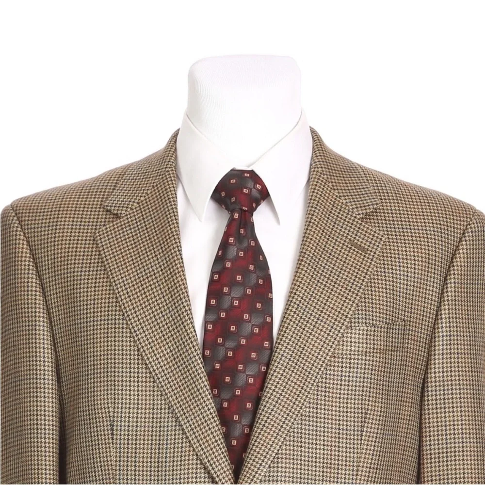 Chaps 100% Silk‎ 2 Button Houndstooth Sport Coat Size 46L